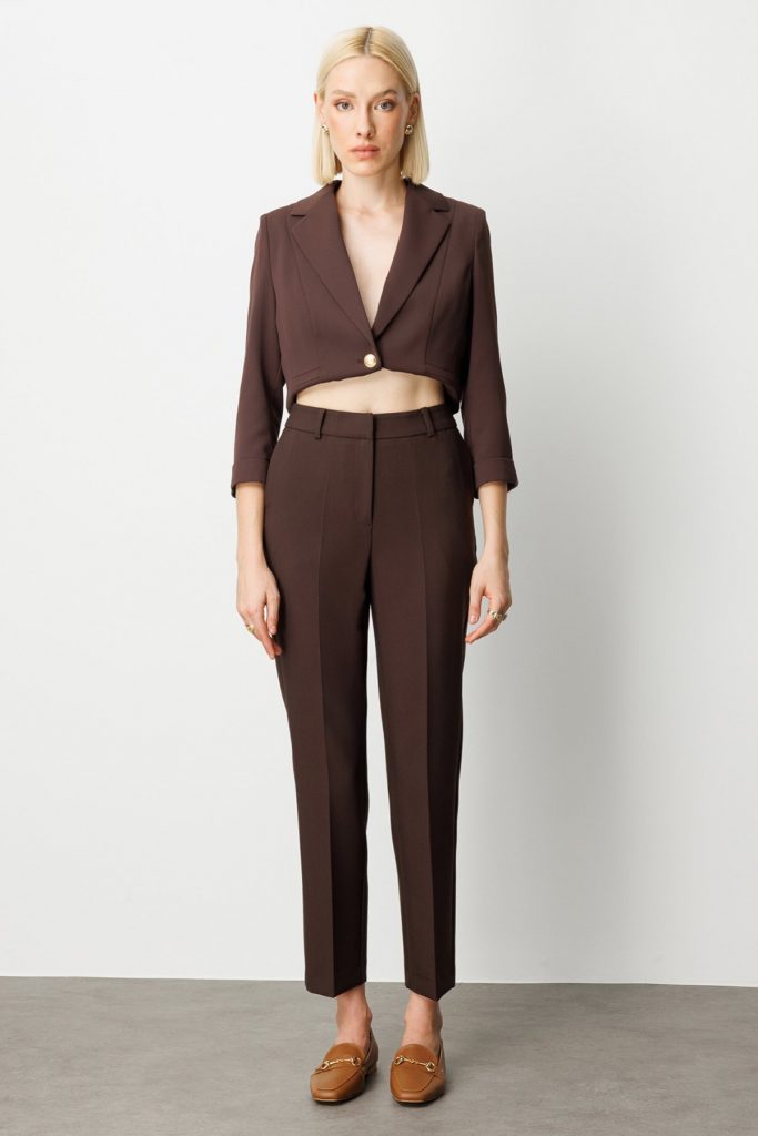 EKOL Yan Cepli Boru Paça Pantolon 5015 - kahve