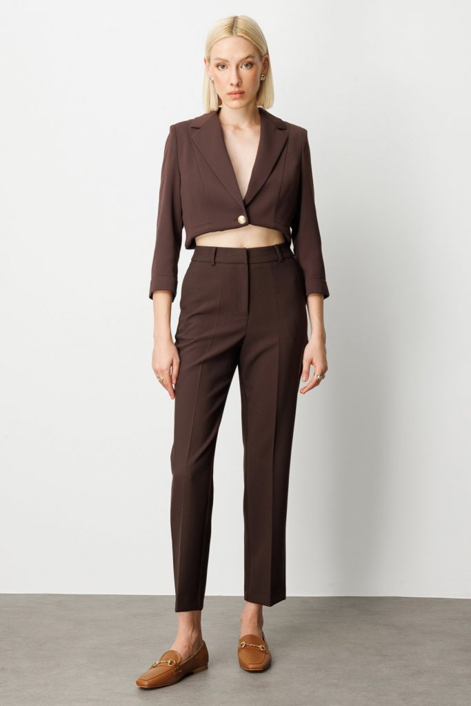 EKOL Yan Cepli Boru Paça Pantolon 5015 - kahve