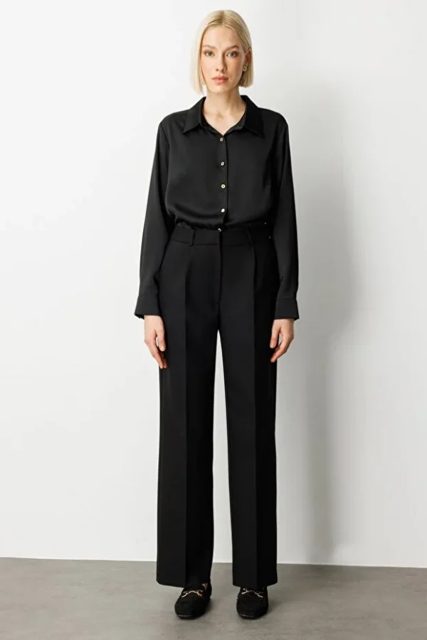 EKOL Yüksek Bel Bol Paça Pantolon 5019