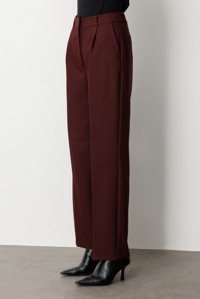 EKOL Yüksek Bel Bol Paça Pantolon 5019 - bordo