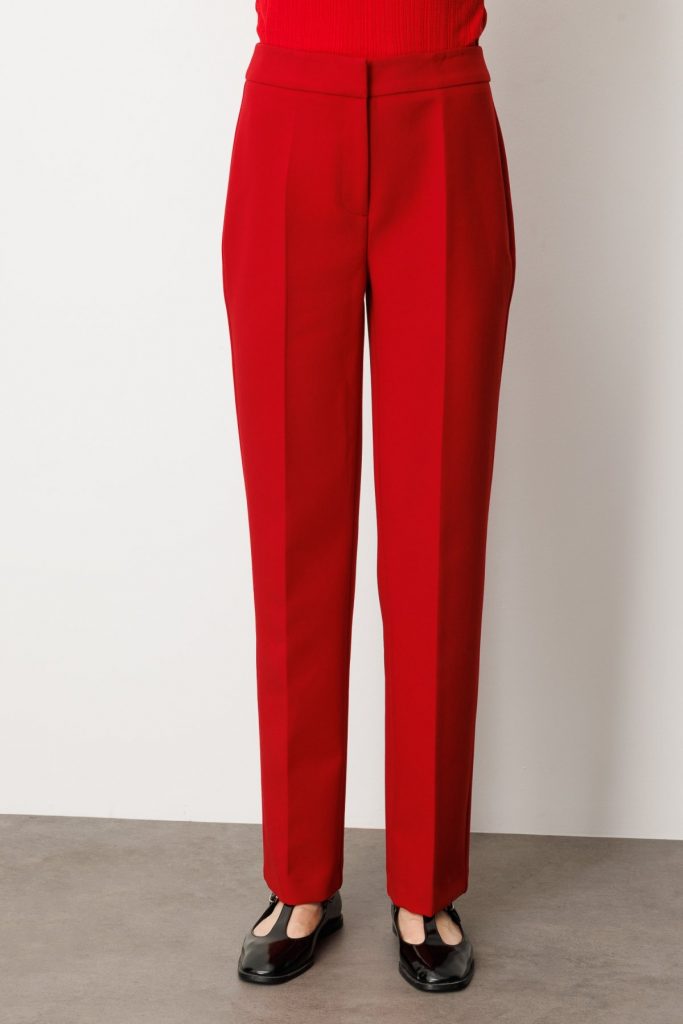 EKOL Kadın Düz Kesim Boru Paça Pantolon  5027 - KIRMIZI