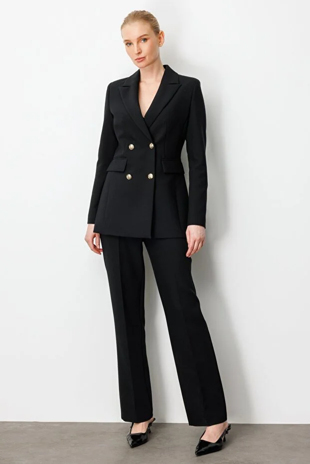 EKOL Kadın Düz Kesim Boru Paça Pantolon  5027 - Siyah