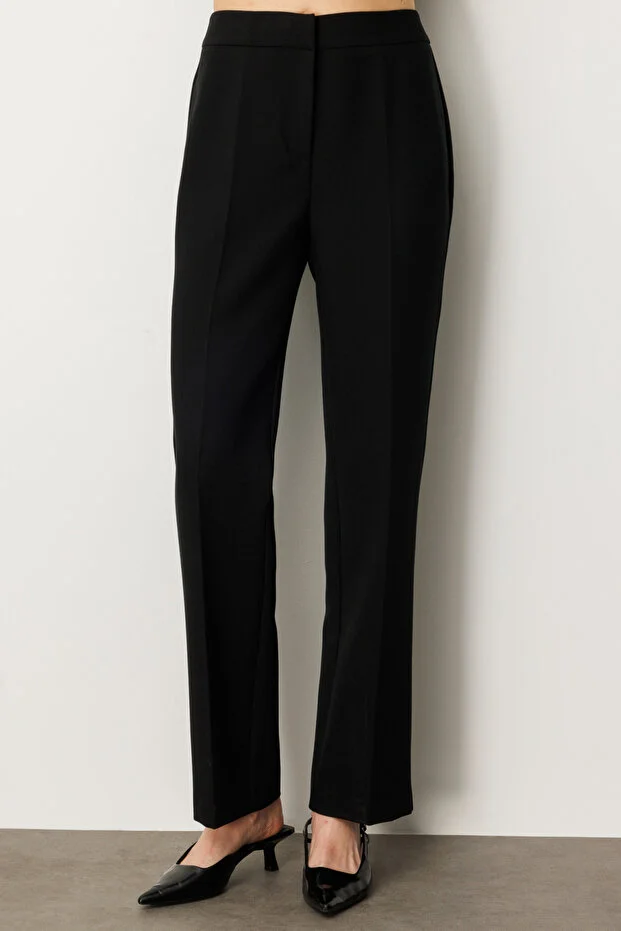 EKOL Kadın Düz Kesim Boru Paça Pantolon  5027 - Siyah