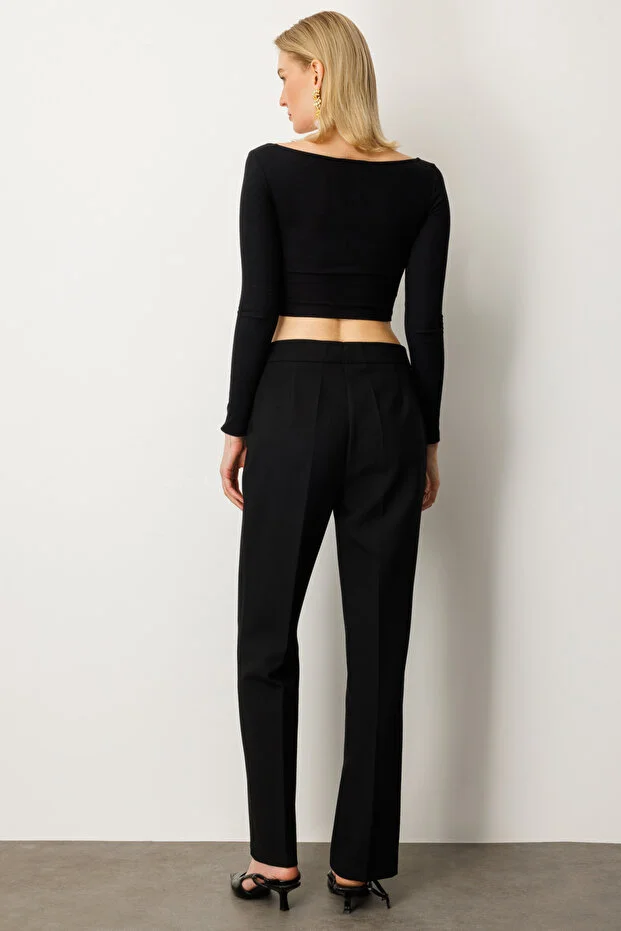 EKOL Kadın Düz Kesim Boru Paça Pantolon  5027 - Siyah