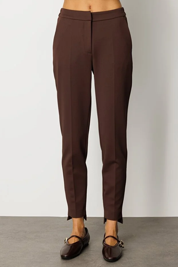 EKOL Beli Lastikli Dar Paça Pantolon 5031 - kahve