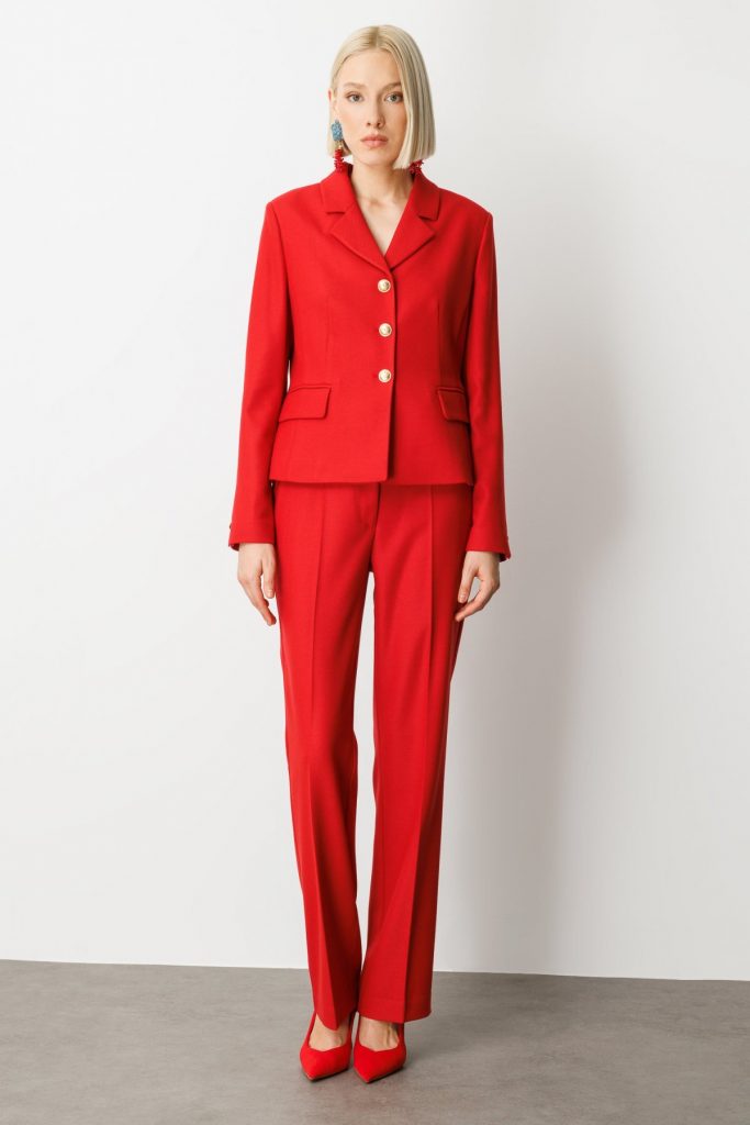 EKOL Cepsiz Boru Paça Pantolon 5051 - KIRMIZI