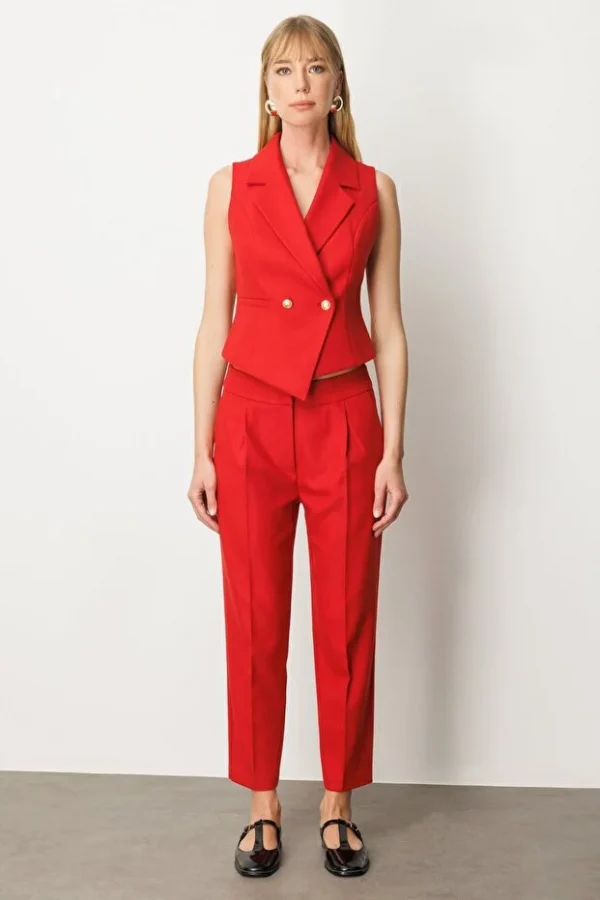 EKOL Yüksek Bel Dar Paça Kadın Pantolon 5055