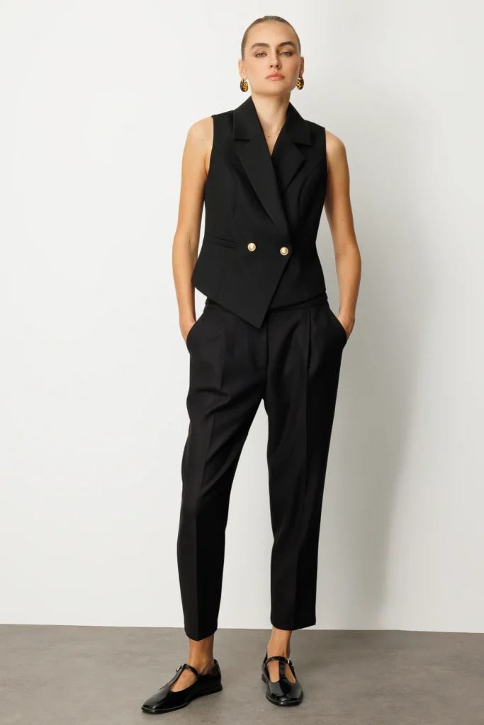 EKOL Yüksek Bel Dar Paça Kadın Pantolon 5055 - Siyah