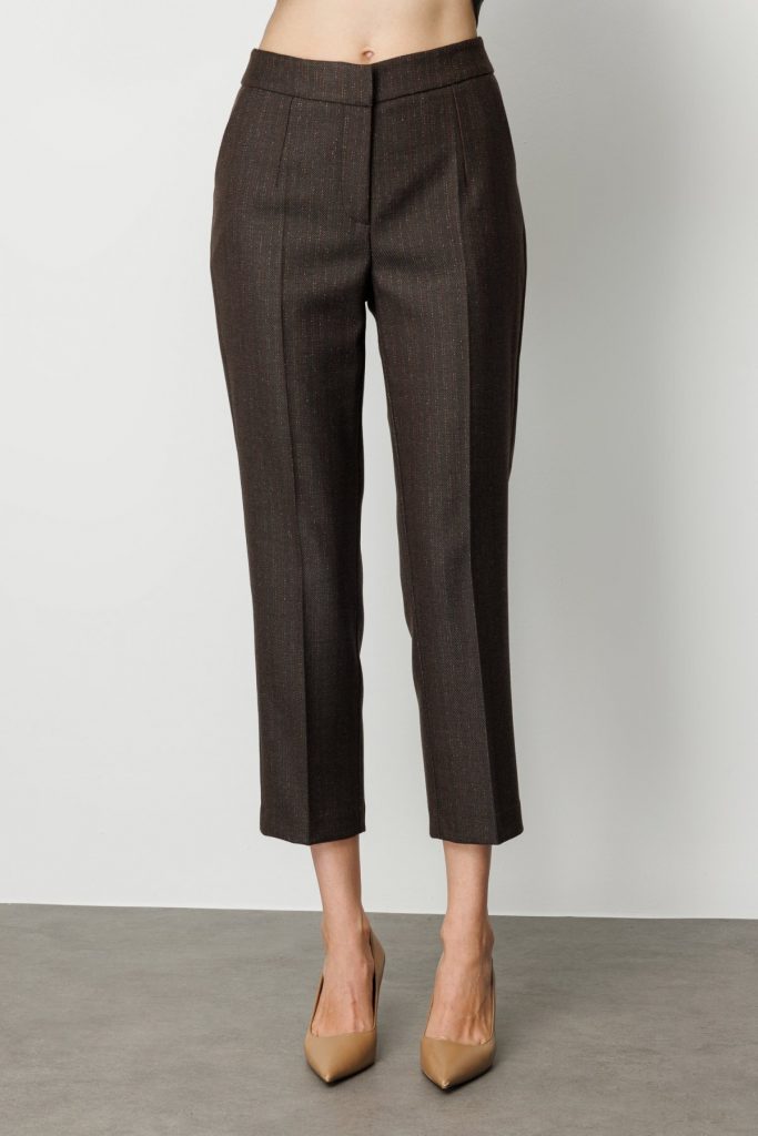 EKOL Çizgi Desenli Dar Paça Pantolon 5115