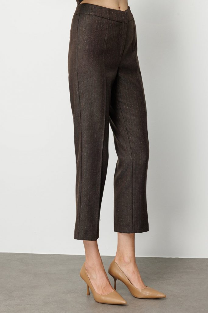 EKOL Çizgi Desenli Dar Paça Pantolon 5115