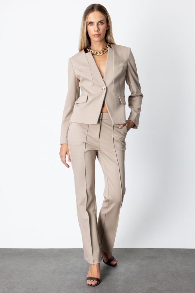 EKOL Simli Kumaş Boru Paça Kadın Pantolon 5143