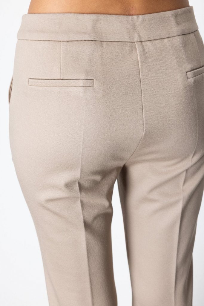 EKOL Simli Kumaş Boru Paça Kadın Pantolon 5143 - VİZON