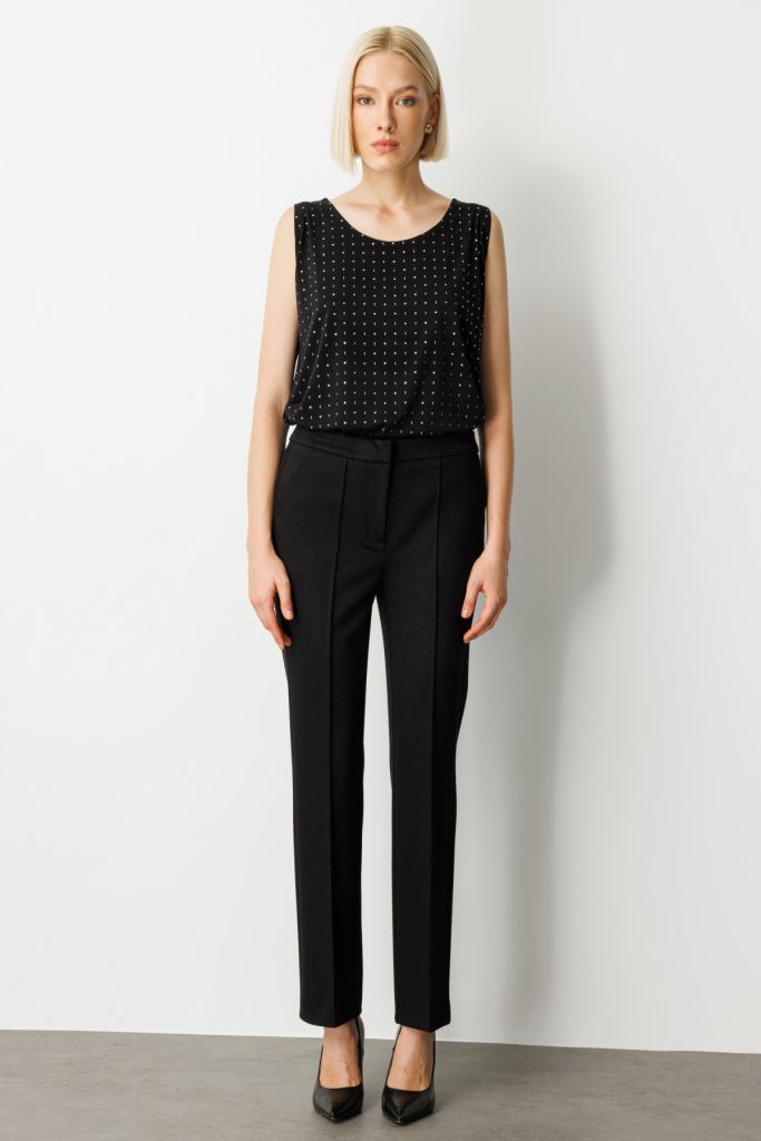 EKOL Simli Kumaş Boru Paça Pantolon 5143