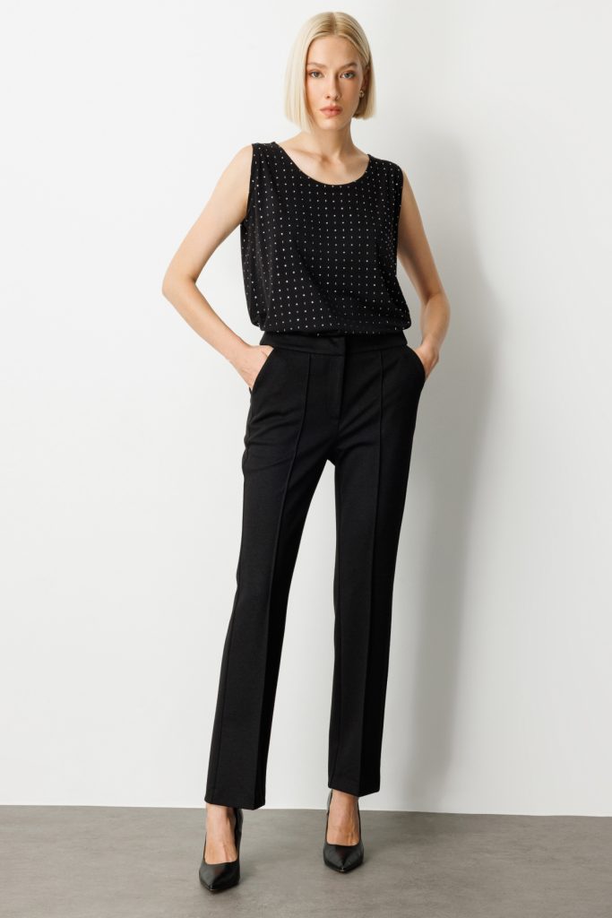 EKOL Simli Kumaş Boru Paça Pantolon 5143