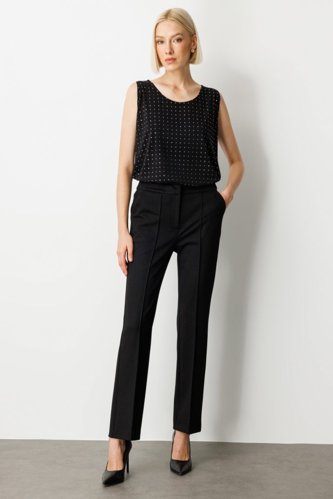 EKOL Simli Kumaş Boru Paça Pantolon 5143