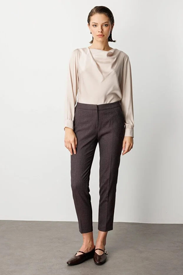 EKOL Beli Lastikli Dar Paça Pantolon 5175 - bordo