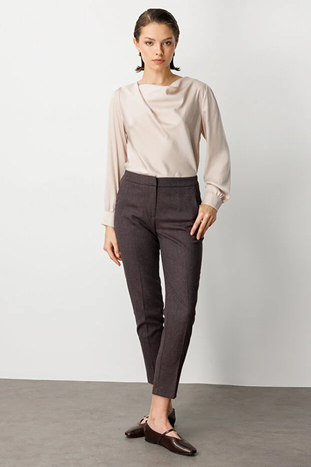 EKOL Beli Lastikli Dar Paça Pantolon 5175 - bordo