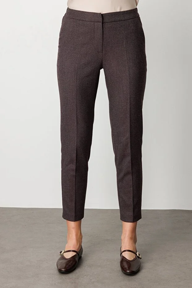 EKOL Beli Lastikli Dar Paça Pantolon 5175 - bordo