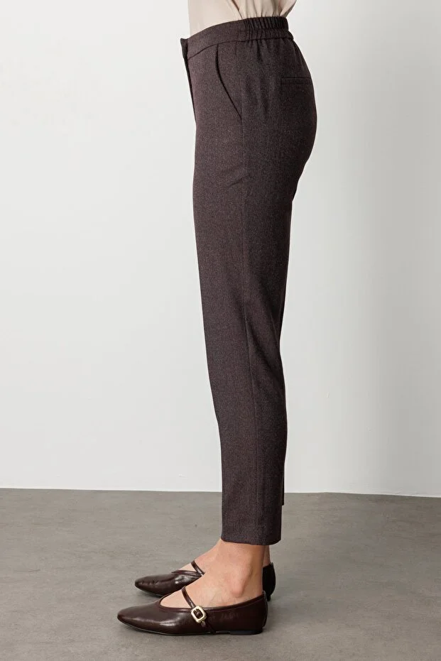 EKOL Beli Lastikli Dar Paça Pantolon 5175 - bordo