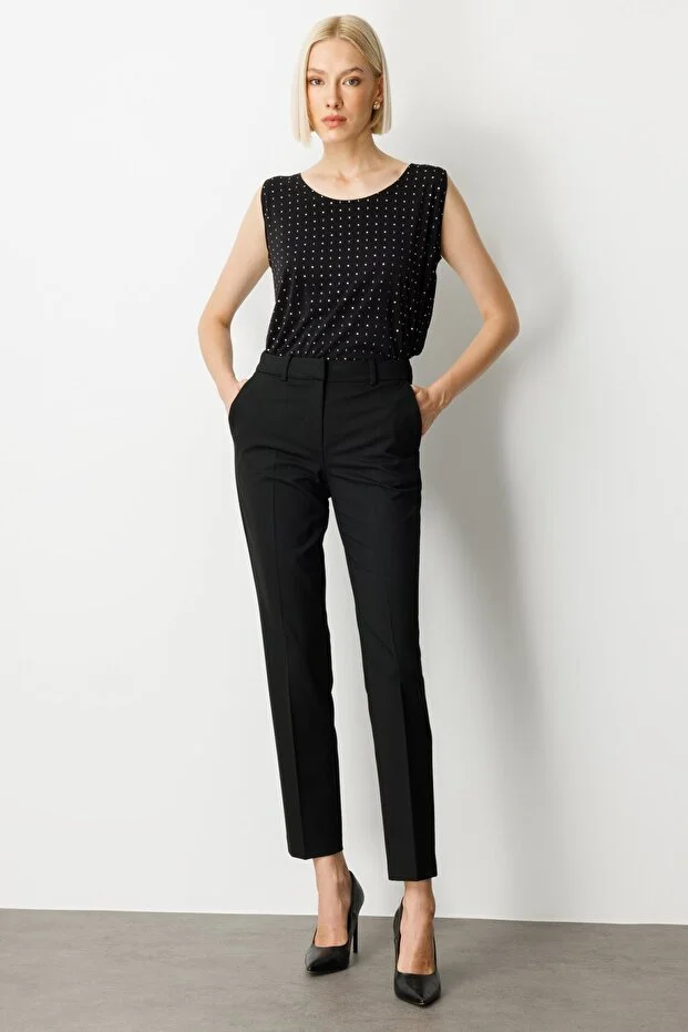 EKOL Düşük Bel Dar Paça Pantolon 5183 - Siyah