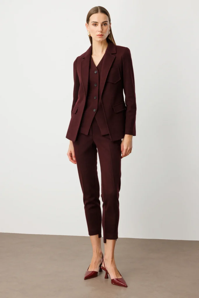 EKOL Beli Lastikli Yan Cepli Pantolon 5193 - bordo