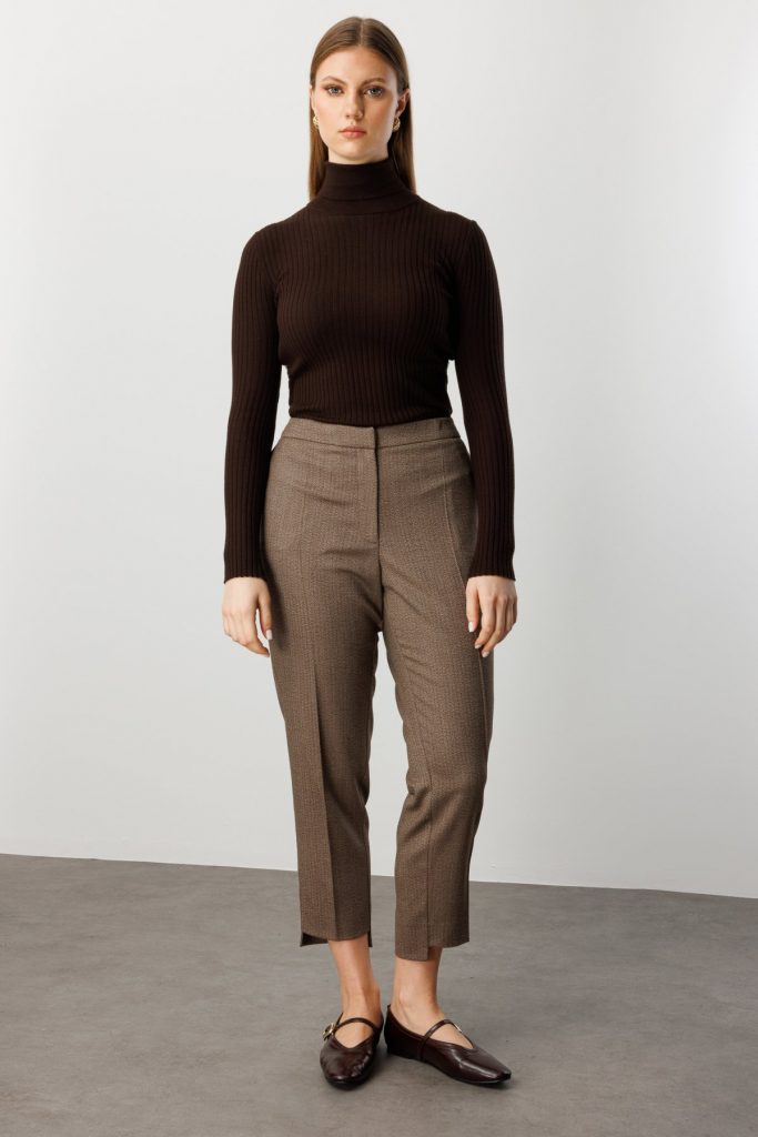 EKOL Zikzak Desenli Dar Paça Pantolon 5535-26k