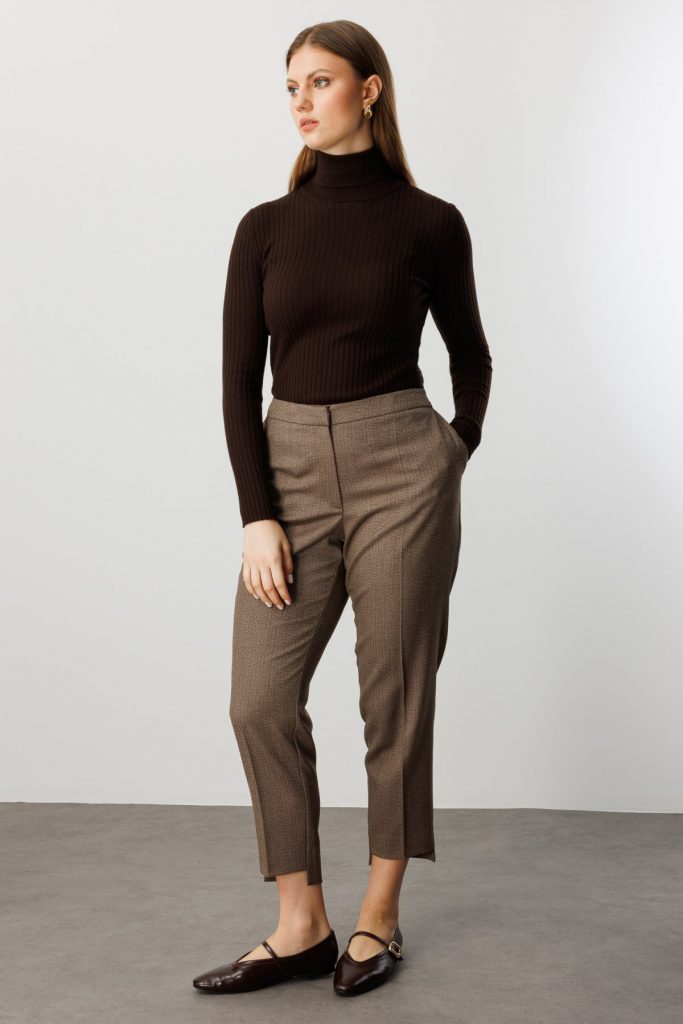 EKOL Zikzak Desenli Dar Paça Pantolon 5535-26k