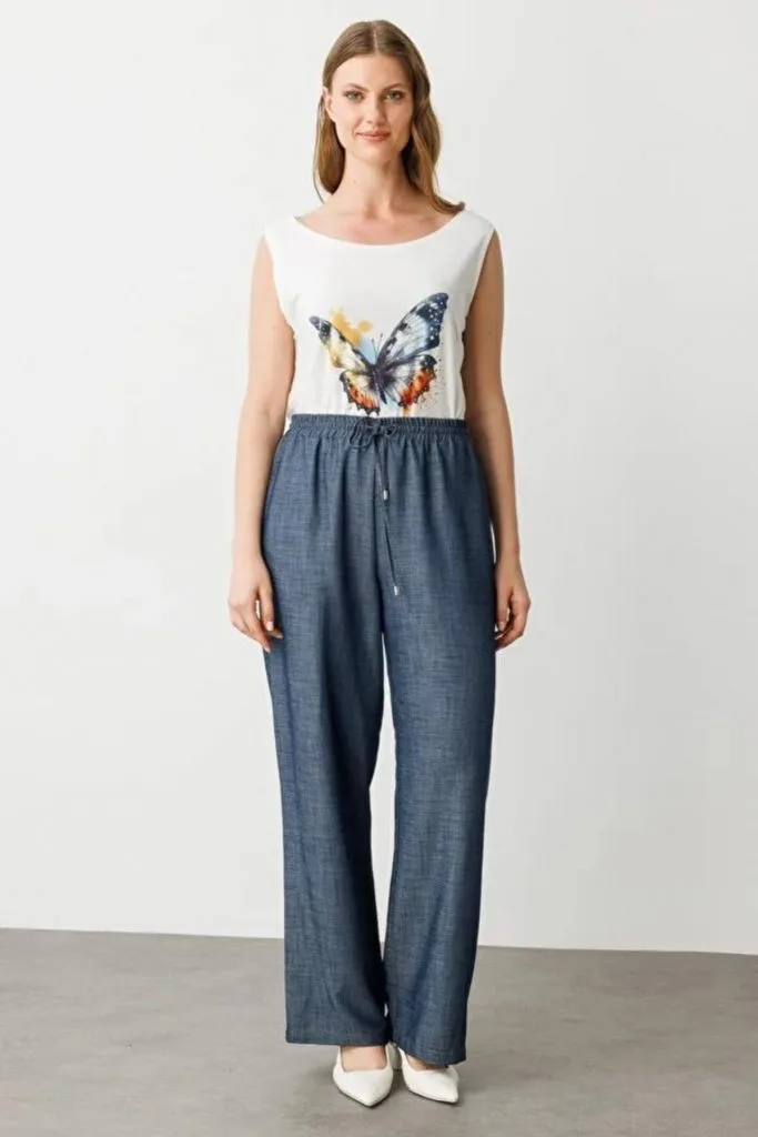 EKOL Beli Lastikli Bol Paça Pantolon7550 B.B