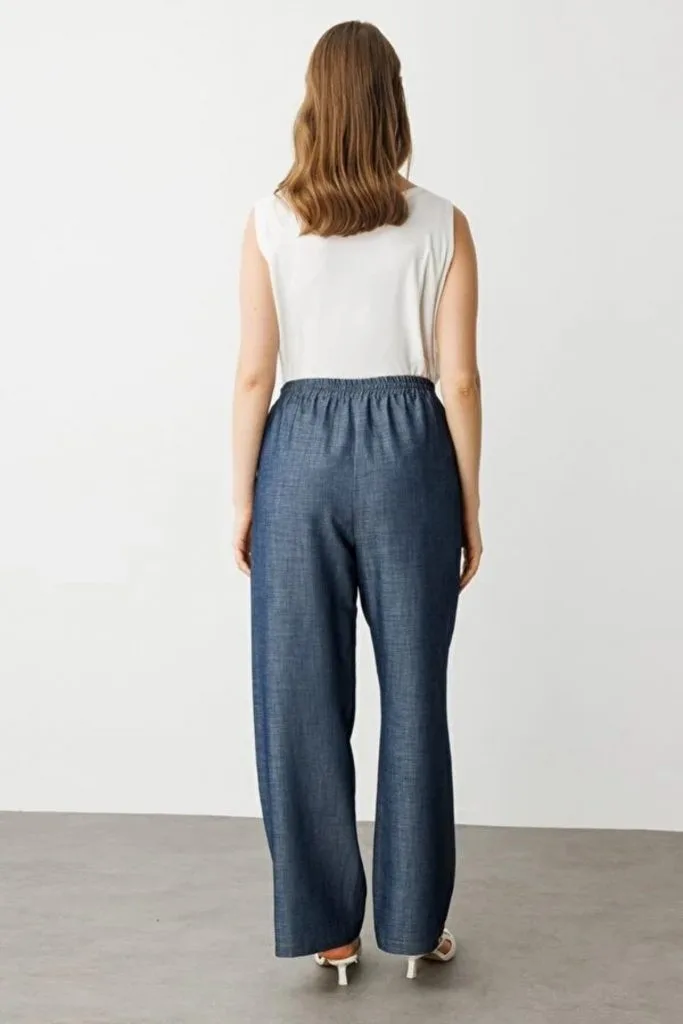 EKOL Beli Lastikli Bol Paça Pantolon7550 B.B