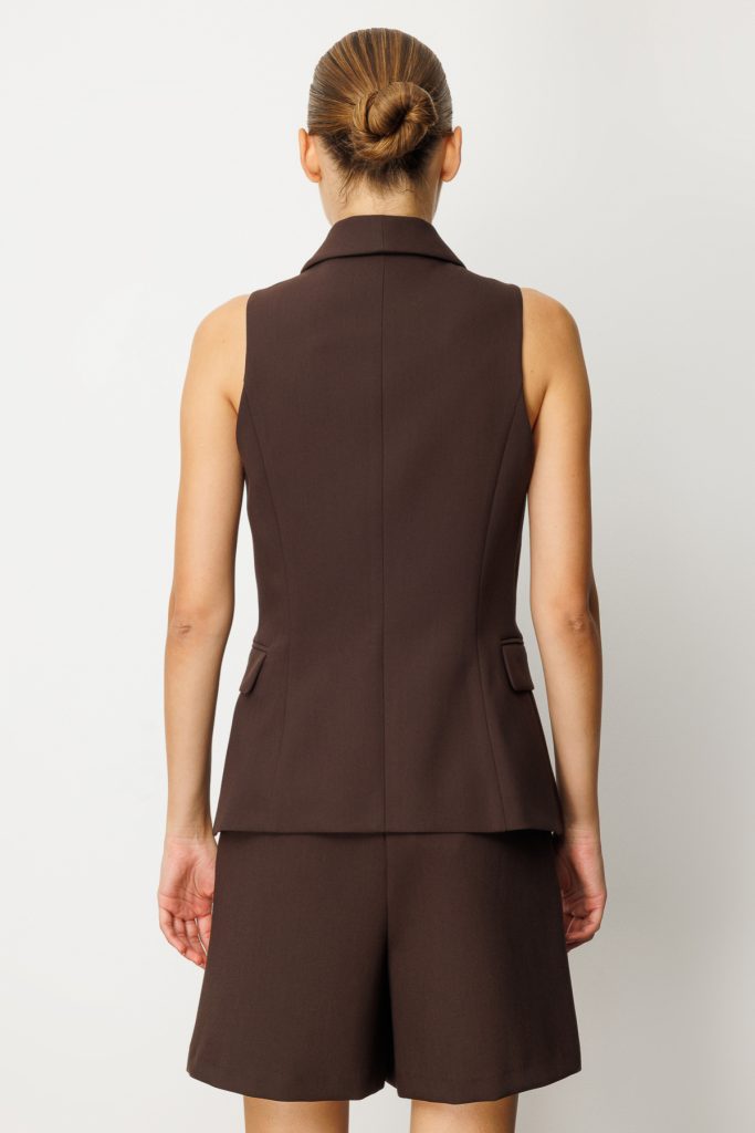 EKOL Kruvaze Yaka Kapak Cepli Yelek 5009 - kahve