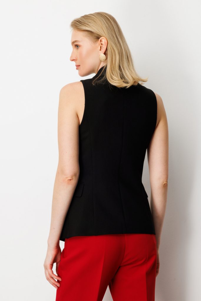 EKOL Kruvaze Yaka Kapak Cepli Yelek 5009 - Siyah