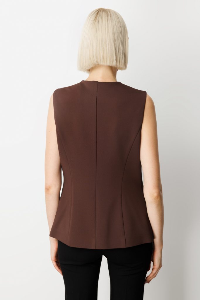 EKOL Kadın Kapak Cepli V Yaka Yelek 5037 - kahve