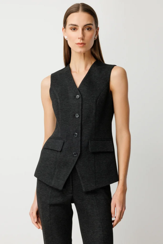 EKOL V Yaka Kapak Cepli Yelek 5195 - Siyah