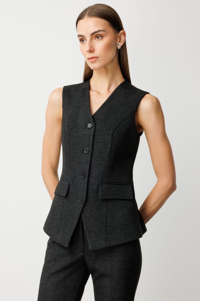 EKOL V Yaka Kapak Cepli Yelek 5195 - Siyah