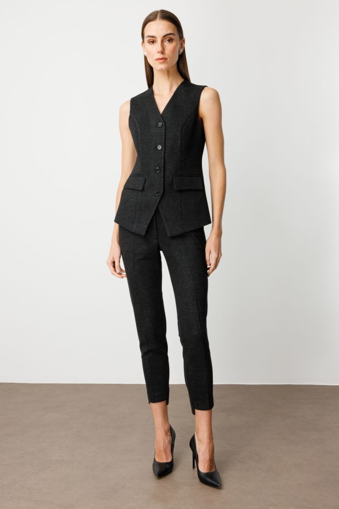 EKOL V Yaka Kapak Cepli Yelek 5195 - Siyah