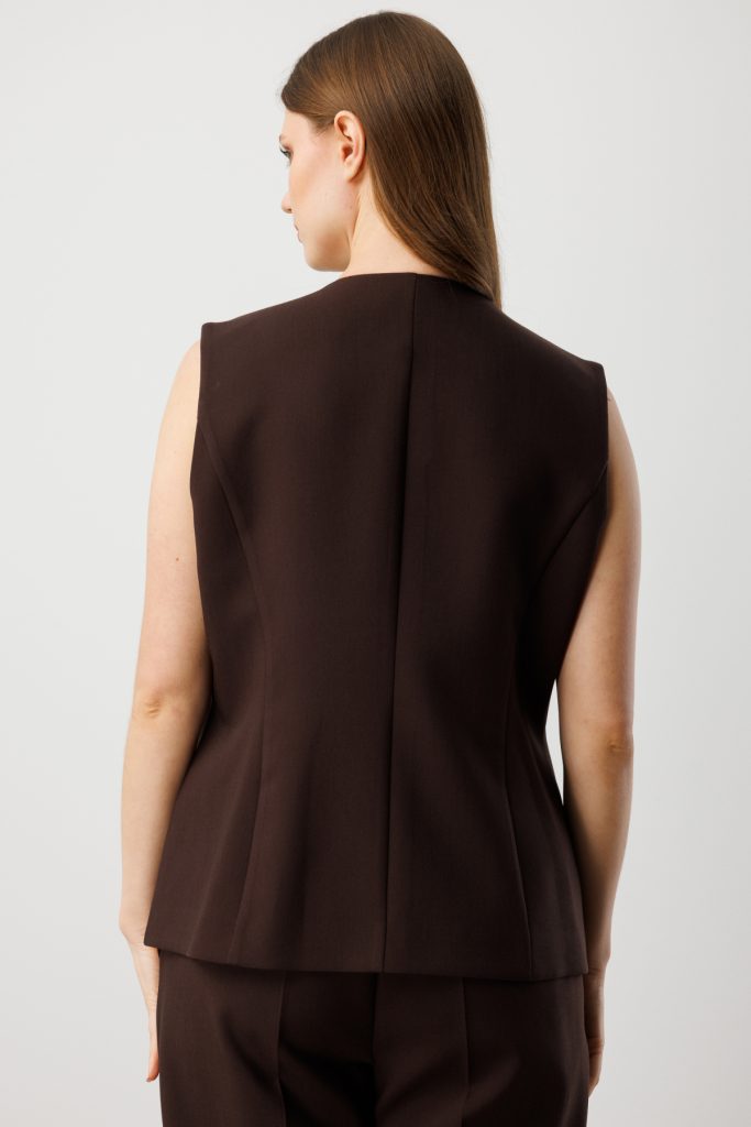 EKOL Kapak Cepli V Yaka Yelek 5527 - kahve