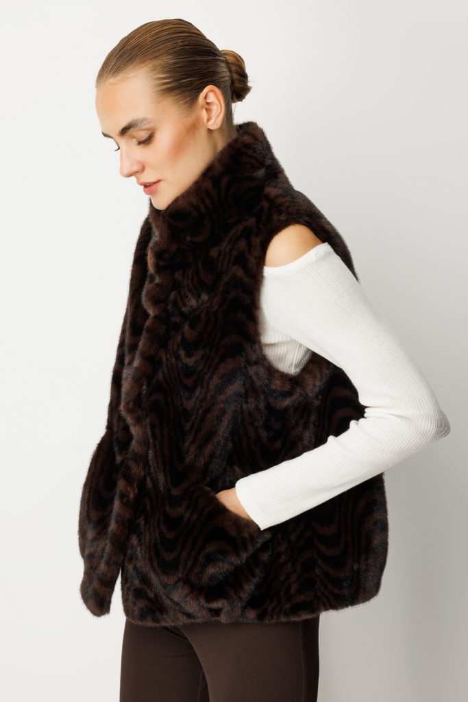 EKOL Desenli Peluş Yelek 8901 - leopar