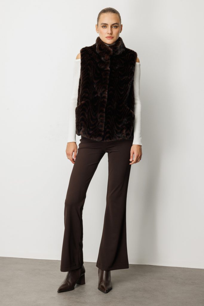 EKOL Desenli Peluş Yelek 8901 - leopar