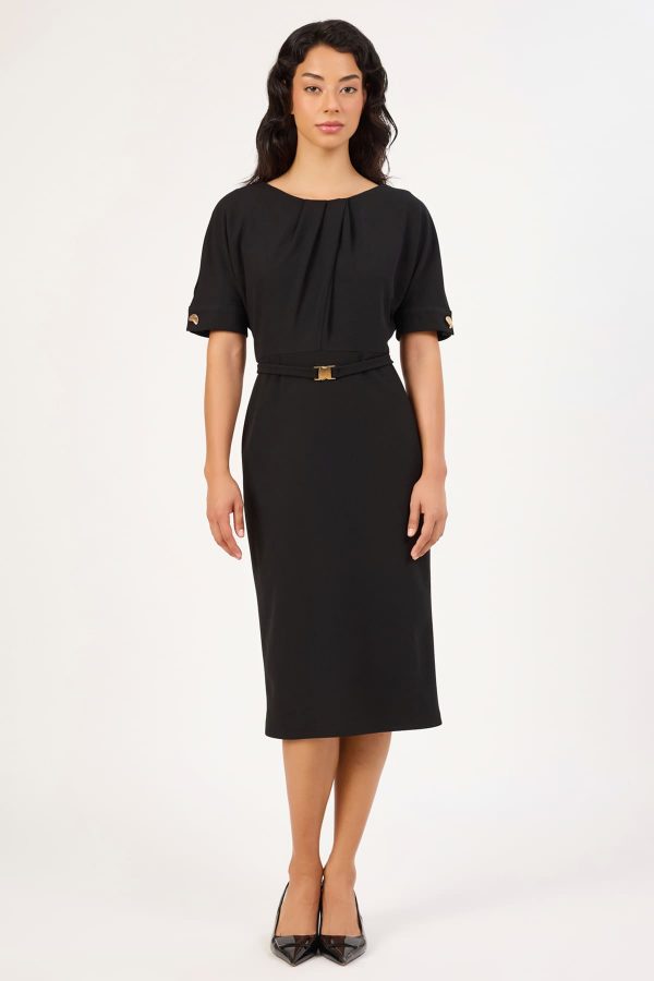 FEVER Pile detaylı kemerli midi elbise 16026