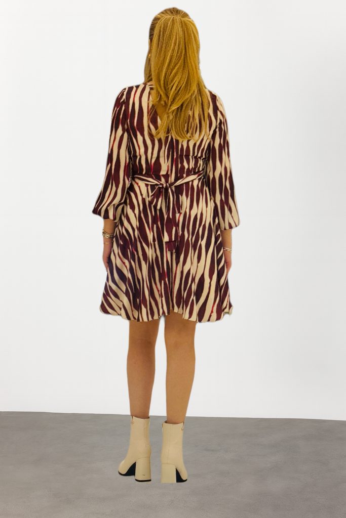 FİMKA EXPLOSSO Desenli Saten Elbise 57882 - bordo