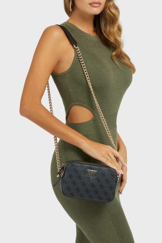 GUESS 4G logolu Noelle çapraz mini çanta HWBG7879140 - ANTRASİT