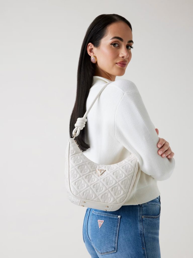 GUESS Adelasia 4G logolu mini omuz çantası HWQL9658180 - Beyaz
