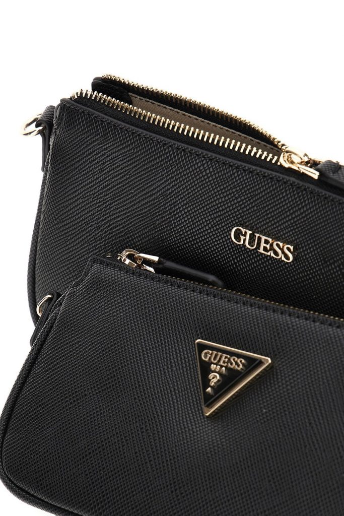 GUESS Logolu İki Parçalı Noelle Suni Deri Omuz Çantası  HWZG9672710 - Siyah