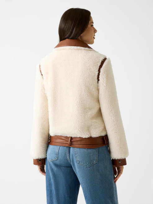 GUESS Deri Detaylı Peluş Mont W5BL71W3840 - BEJ