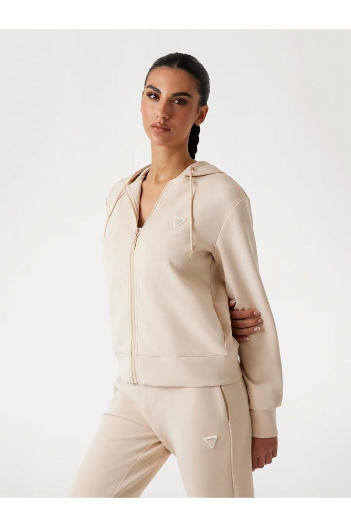 GUESS Scuba kapüşonlu sweatshirt V4YQ06KCAY2 - KREM