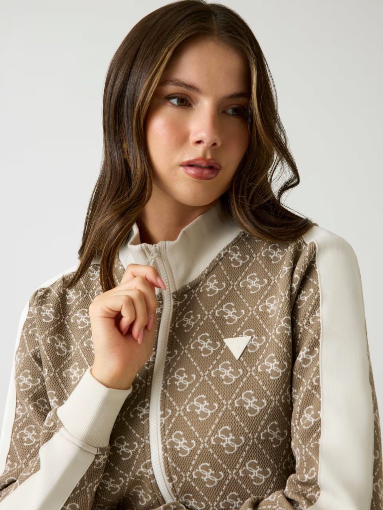 GUESS 4G Tam Fermuarlı Sweatshirt V5BQ16K1990 - camel