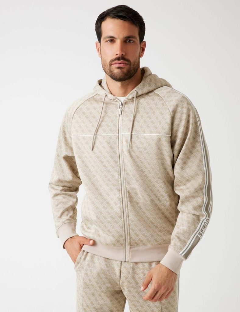 GUESS 4G Logolu Tam fermuarlı Sweatshirt Z5BQ13K2042 - BEJ