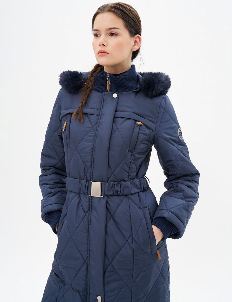 KAYRA Dik Yaka Fermuar Detaylı Kapitoneli Anorak Mont 27309 - Lacivert