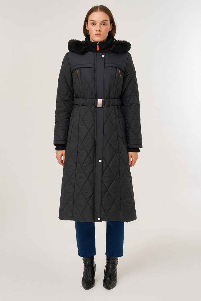 KAYRA Dik Yaka Fermuar Detaylı Kapitoneli Anorak Mont 27309 - Siyah