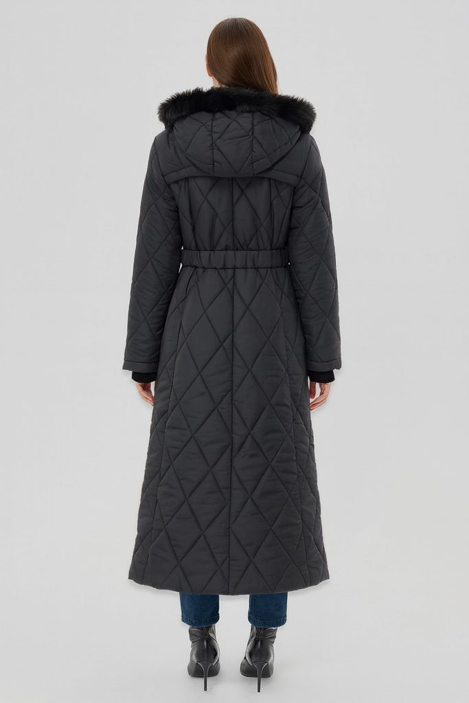 KAYRA Dik Yaka Fermuar Detaylı Kapitoneli Anorak Mont 27309 - Siyah